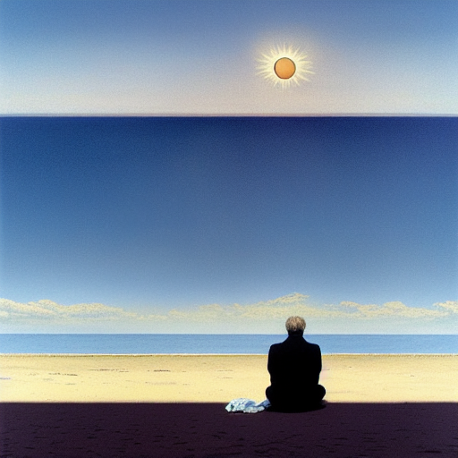 00540-3783095327-a man alone looking at the sun on a deserted beach, Alex Colville.png|300